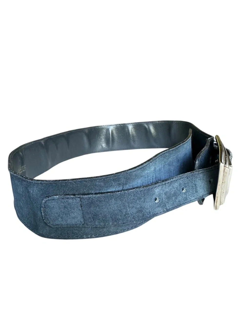 Women GIANNI VERSACE Blue Geometric Leather Belt Made In Italy Size 70/28